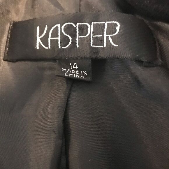 Kasper Blazer Women's Size 14 Black Long Sleeve One-Button Closure - Picture 8 of 9